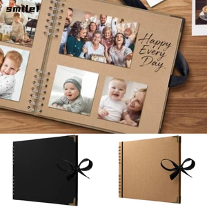 Album Sổ Lưu Niệm SMILE, Album Ảnh 8x8 inch 40 Trang, Giấy Kraft Lay-Flat Thiết Kế Album Bìa Cứng Kỷ Niệm Du Lịch