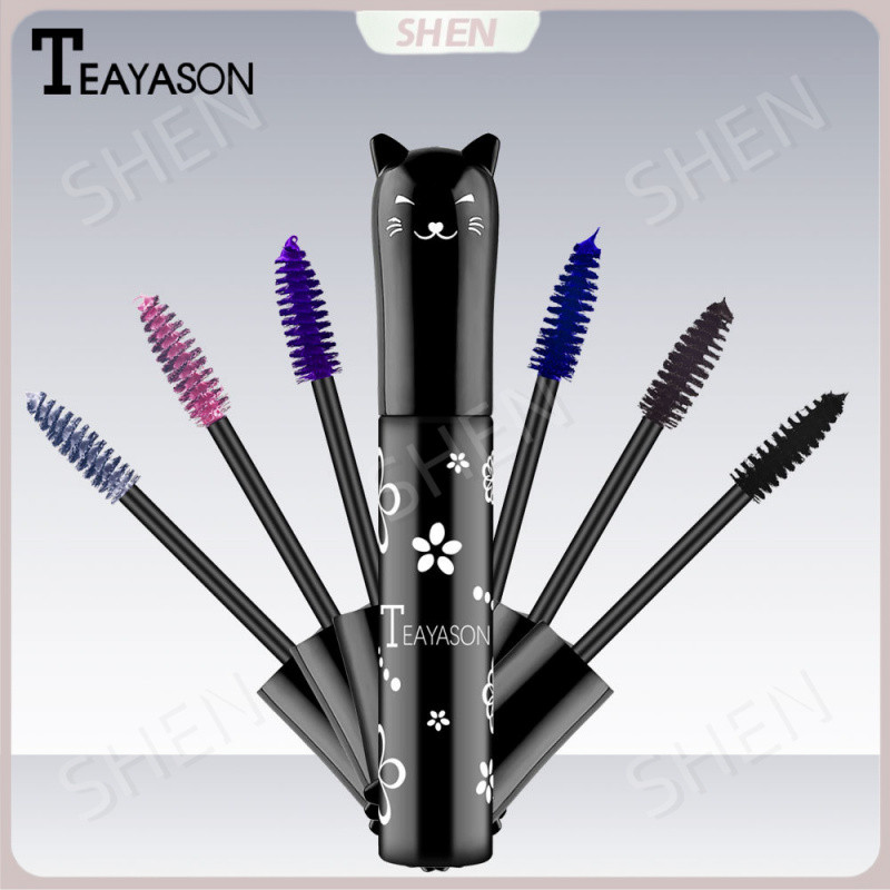 TEAYASON Mascara đầy màu sắc Xanh lam, Tím, Hồng, Trắng, Tím Sapphire Xanh Cà phê Không nhòe Uốn Dày