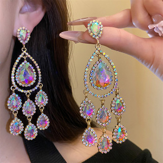 1 Đôi Bông tai tua rua nước kim cương đính kim cương cổ điển