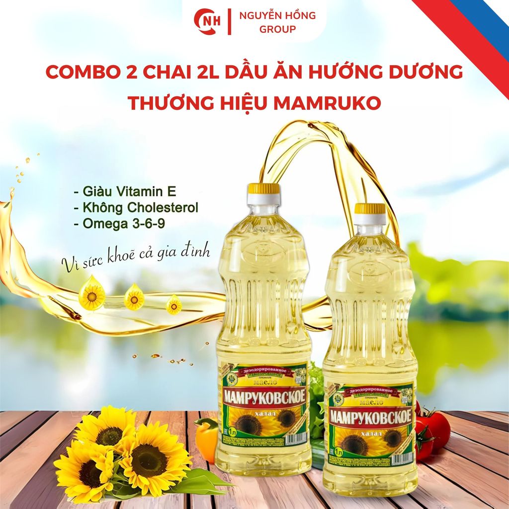 [Combo 2 chai 2 lít] Dầu ăn hướng dương 2L thương hiệu Mamruko nhập khẩu Nga dầu ăn  art dầu  ăn