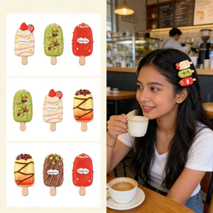 Kẹp Tóc Hình Que kem Pastel Dễ thương cho Phụ nữ - Phụ kiện tóc Mùa Hè