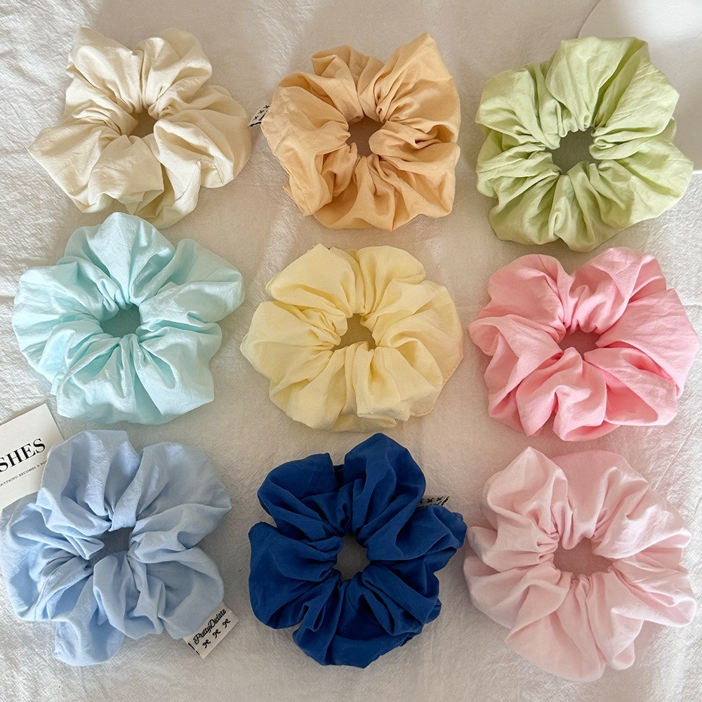 Hululu Scrunchy đơn giản màu trơn - Dây cao su co giãn bền, phụ kiện tóc thời trang