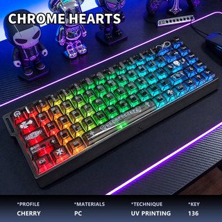 [Ship nhanh] Keycap Chrome Hearts Trong Suốt 136 Phím – Profile Cherry - Nhựa PC-Xuyên LED - CooBeStore