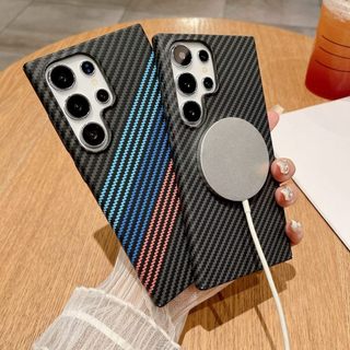 Vỏ từ tính bằng sợi Carbon siêu mỏng Kevlar Pattern Mg cho Samsung S25 S24 S23 S22 Note 20 Ultra 10 Plus