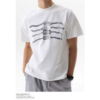 Áo thun cotton hạng nặng phong cách đường phố Mỹ