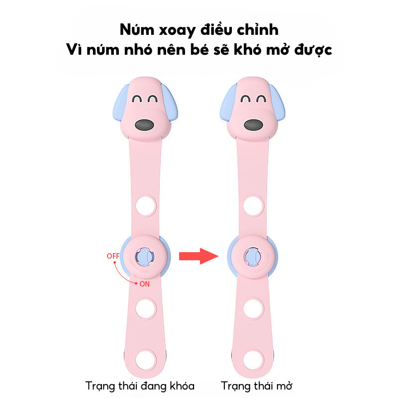 Khóa Chống Mở Tủ Cho Bé Dán Tủ Lạnh Ngăn Kéo Cánh Tủ Họa Tiết Động Vật Dễ Thương Bền Chắc DouDou A19