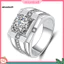 MIC _ Zircon Nhẫn Sáng Hình Học Kim Cương Giả Kẻ Sọc Mạ Điện Không Gây Dị Ứng Trang Sức Nam Đính Hôn Mở Ngón Tay Nhẫn Ban Nhạc Làm Quà Tặng