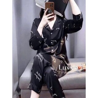 (Hàng Mới Về) bigsize 43-80kg Bộ Mặc Nhà Pyjamas Có Cổ Chất Liệu lụa Mềm Mịn.
