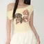 Áo thun hình in vai lệch mùa hè, thiết kế slim-fit và tay ngắn