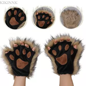 KIKIN 1 - Găng Tay Không Ngón Lông Mèo Hình Vuốt Cáo, Phù Hợp Cho Cosplay và Dự Tiệc