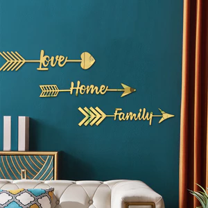 JM1088 Xuyên Biên Giới 3D Ba Chiều Rỗng Chỉ Báo Mũi Tên Acrylic Gương Dán Trang Trí Nhà Cửa Gương Tự Dính Miếng Dán