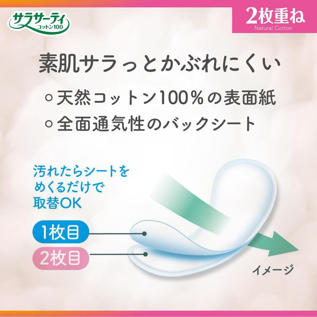 Sarasa-T Panty Liners 72 Sheets | Lót Quần Lót Vệ Sinh | Chính Hãng Nhật Bản | Mềm Mại, Thơm Sạch, Dễ Tháo