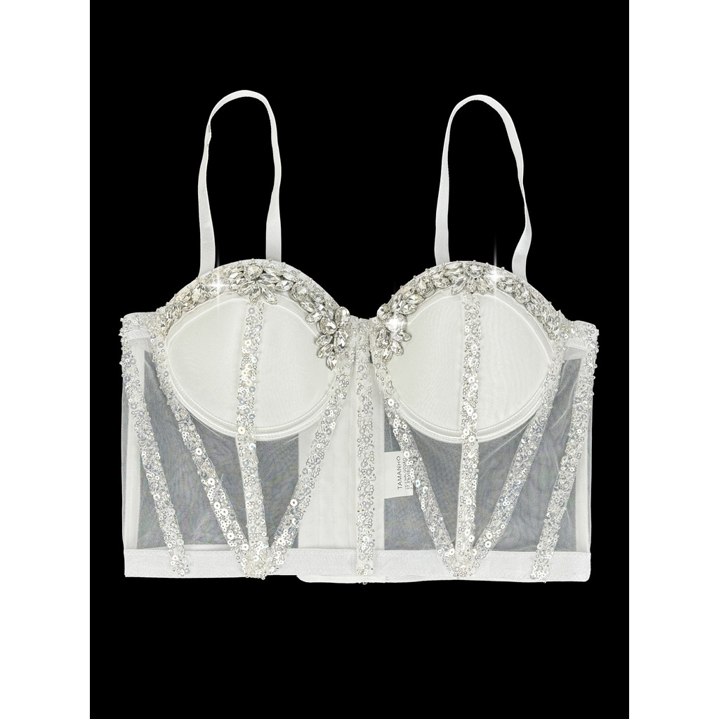 Eo Sling và Áo Corset ngắn skinny nữ, đính kim cương tinh tế