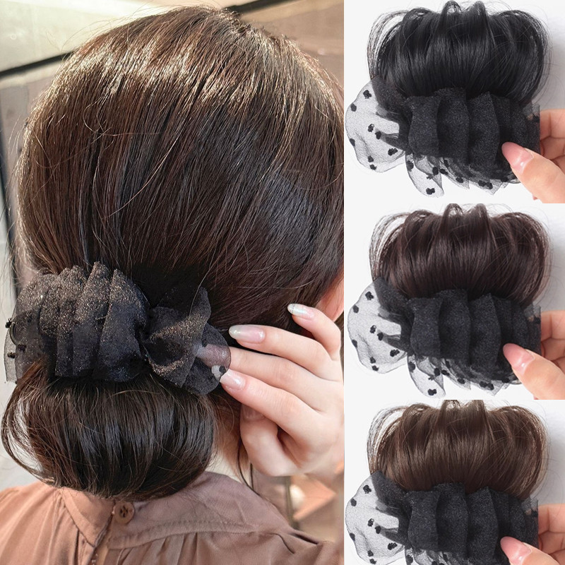 Móng Vuốt Kẹp Tóc Giả Cho Nữ Với Kiểu Bun Chignon Balletcore và Tulle