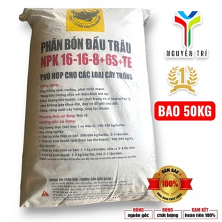 ĐẦU TRÂU NPK 16-16-8+6S+TE bao 50kg - DINH DƯỠNG CÂN BẰNG, VƯỜN CÂY SUNG SỨC!