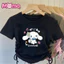 Áo trẻ em cổ tròn ngắn tay dây rút in hình hoạt hình Sanrio dành cho bé gái