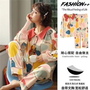 Shop 5A Bộ Đồ Ngủ Một Mảnh Kháng Khuẩn Có Miếng Lót Ngực Nữ Xuân Thu Đông Cotton Nguyên Chất Quần Dài Tay Thường Ngày Phiên Bản Hàn Quốc Có Thể Mặc Bên Ngoài