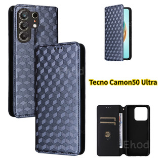 Tecno Camon 50 Pro Ultra 4G 5G 2026 Ốp Điện Thoại Lật Da Sang Trọng Cho Camon50Pro 50Pro 50Ultra TPU Edge Chống Sốc Ốp Lưng Họa Tiết Lưới