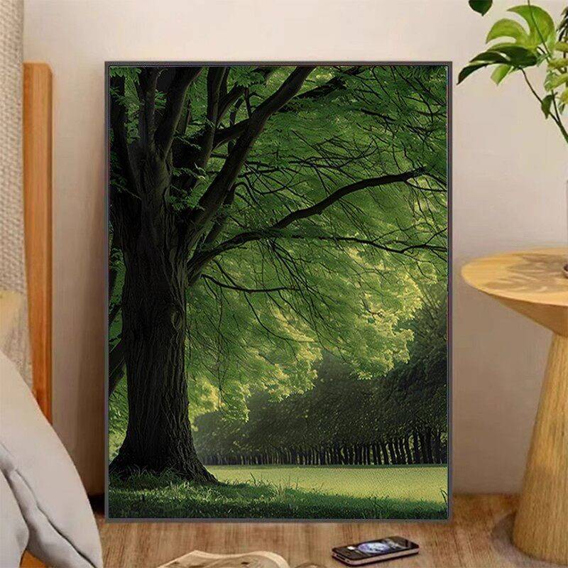 Green Summer Scenery Canvas Wall Art Fresh Forest Landscape Healing Home Decor for Living Room Bedroom Unframed