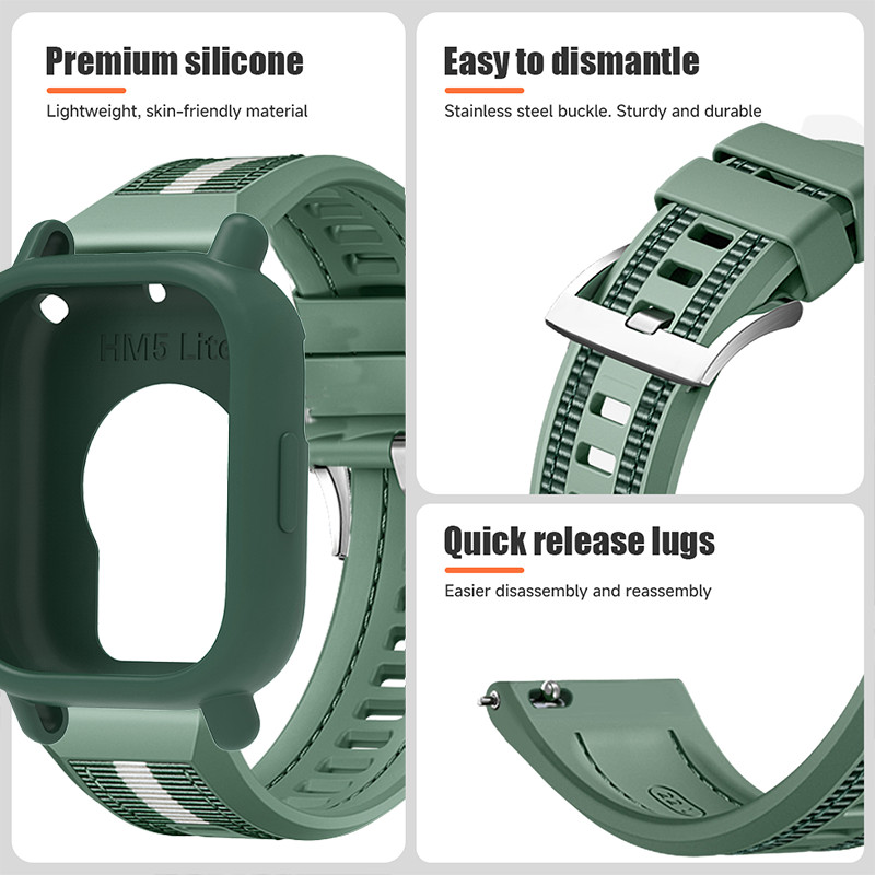 Dây đeo silicon + vỏ cho Redmi Watch 5 Active / 5Lite vỏ bảo vệ vòng đeo tay dây đeo đồng hồ