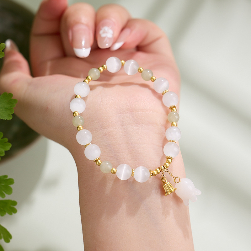 Vòng tay mắt mèo ngọc Hetian tự nhiên Lily of the Valley