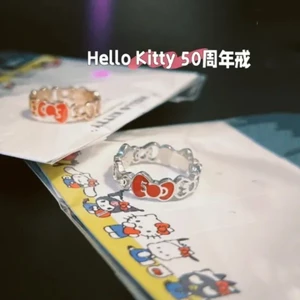 Hello Kitty < Kỷ niệm 50 năm > Nhẫn nơ HelloKitty Cô gái dễ thương Nhẫn ngọt ngào có giá trị cao