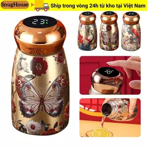 Cốc cách nhiệt SNUGHOUSE, Bình nước giữ nhiệt 230ml phong cách Trung Quốc, Màn hình hiển thị nhiệt độ chống rò rỉ bền bỉ Cốc cà phê bằng thép không gỉ 304 ngoài trời