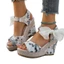 Kích Thước Lớn Thời Trang Nêm Gót Giày Sandal Phong Cách Bohemian Ren-Up Nơ Gai Dây Đi Biển Cá Miệng Cao Gót Sandal S3EX