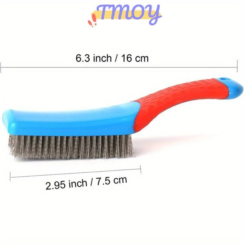 Bàn chải dây thép không gỉ hạng nặng TMOY có tay cầm bằng nhựa thoải mái Hoàn hảo để loại bỏ rỉ sét, xỉ hàn, bụi bẩn và sơn TMOY