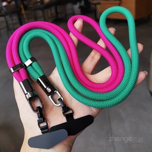 Đơn Giản Treo Cổ Điện Thoại Di Động Dây Dài Bện Mạnh Mẽ Bền Phần Cứng Kẹp Móc Khóa Ngoài Trời Leo Núi Du Lịch Nữ