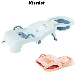 Giường bể bơi tóc cho bé RISEDOT, có chậu dầu gội họa tiết thỏ Ghế gội trẻ em, Bồn tắm thoải mái có thể gập lại Bồn tắm bé trai bé gái