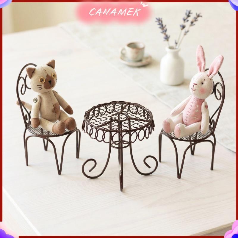 CANAMEK 1 / 3 Chiếc Nhà Búp Bê Sân Vườn Trưng Bày Trang Trí Chống Đỡ Phụ Kiện Thu Nhỏ Bàn Ghế Đồ trang trí Nhỏ Trang Trí Nhà Sắt Nội Thất CSF