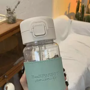 SWEET 500ml Bình Nước Di Động Có Ống Hút Sáng Tạo Dễ Thương Chống Rò Rỉ Nhựa Uống Sữa Cà Phê Trà Nước ép Cốc Drinkware n