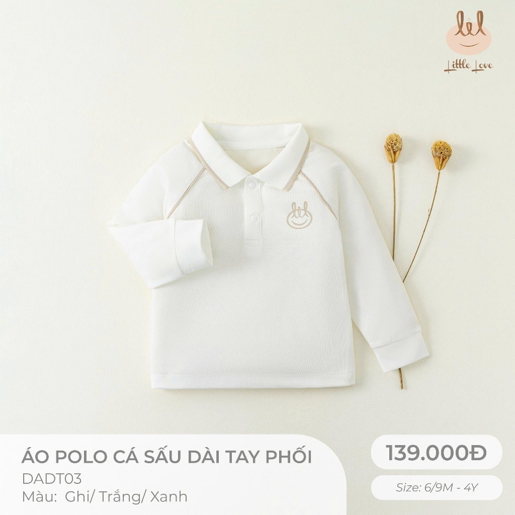 Áo Polo cá sấu dài tay phối dành cho bé Lil Little Love (DADT03)