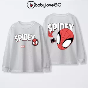Áo thu đông cho bé trai BabyloveGO BST áo Spider Man cổ tròn bo tay chất thun cotton cho bé 1 đến 10 tuổi