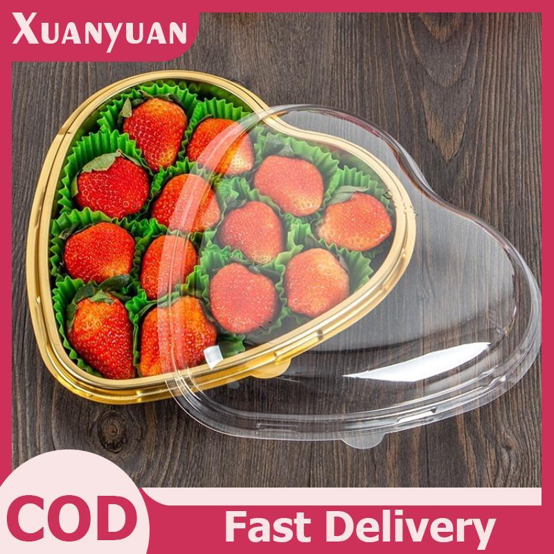 XUAN 10 Khay Phục Vụ Hình Trái Tim Có Nắp Trong Suốt Có Thể Tái Sử Dụng PET Ăn Nhẹ Trái Cây Sushi Phô Mai Salad Món Tráng Miệng Hộp Đóng Gói VN