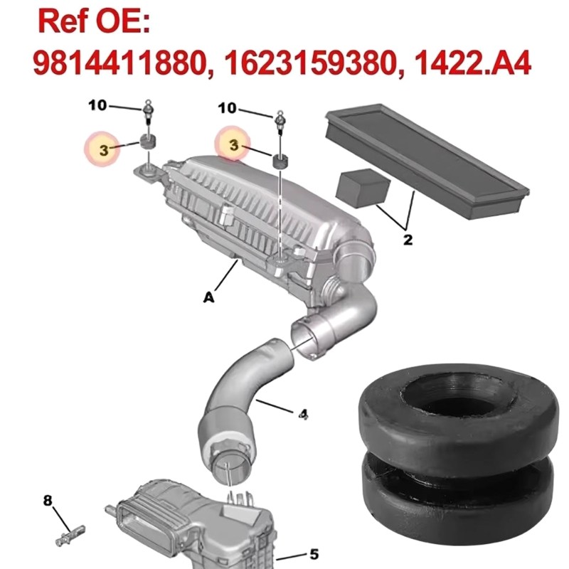 BTF 4 Hộp Lọc Không Khí Ô Tô Nhà Ở Gắn Cao Su Grommet Đệm Miếng Lót 1623159380 9814411880 Cho Nhiều Mẫu
