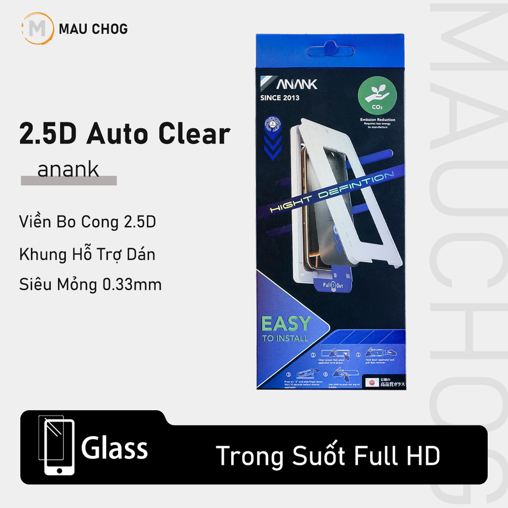 Kính Cường Lực Trong Suốt Anank Có Khung Tự Dán Cho Điện Thoại iPhone 17 Pro Max 16 15 14 13