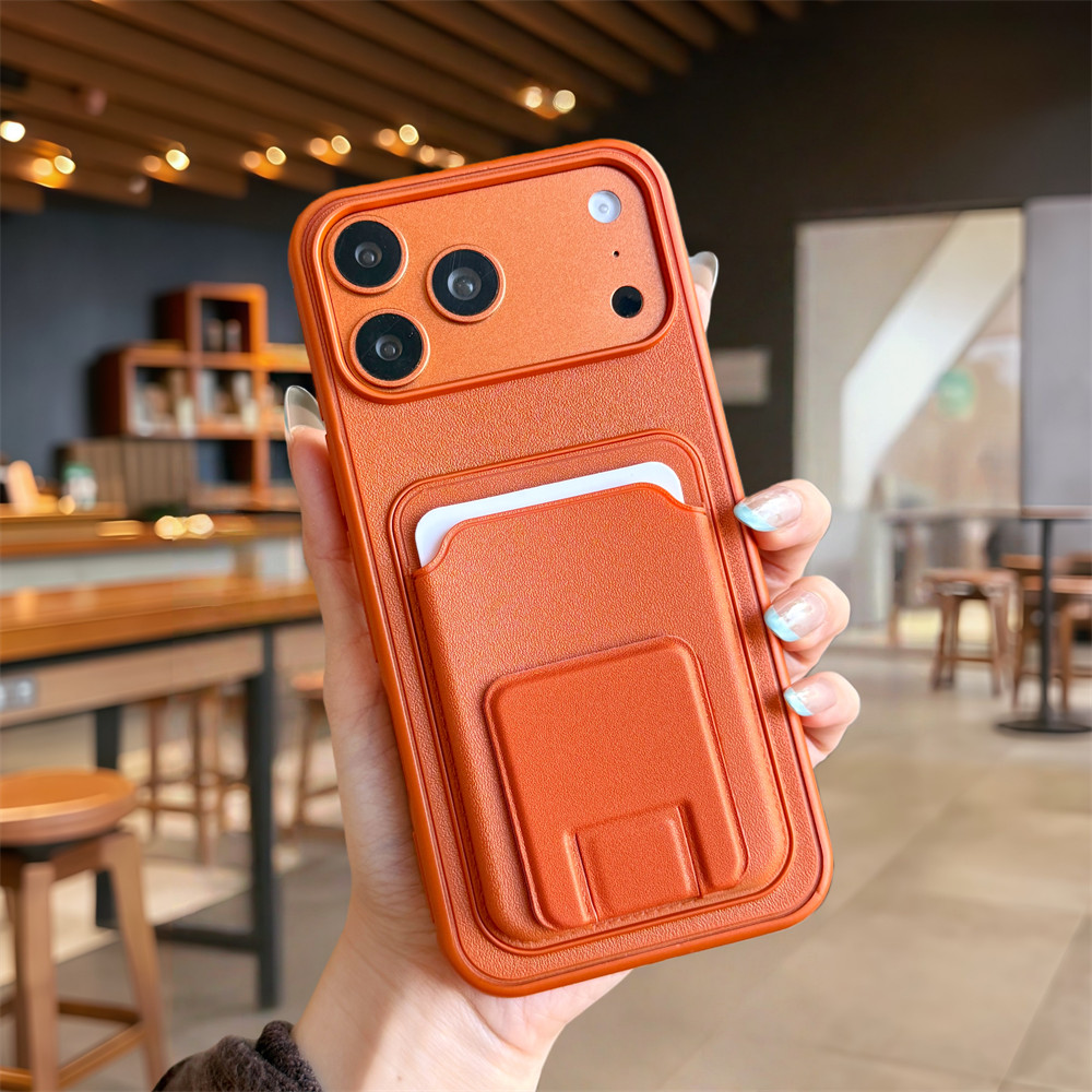 Ốp điện thoại đựng thẻ vuông đơn giản cho iPhone 17 Pro Max 13 14 15 16 pro max Bảo vệ ống kính chống rơi Vỏ cứng bảo vệ điện thoại