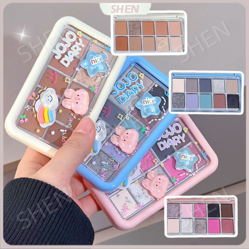 JOJO DIARY Mềm Mại Dễ Thương Thiên Đường Mười Màu Phấn Mắt Bảng Màu Đất Ngọc Trai Mịn Nhấp Nháy Nhấp Nháy Giá Rẻ Sinh Viên Đảng Phấn Mắt