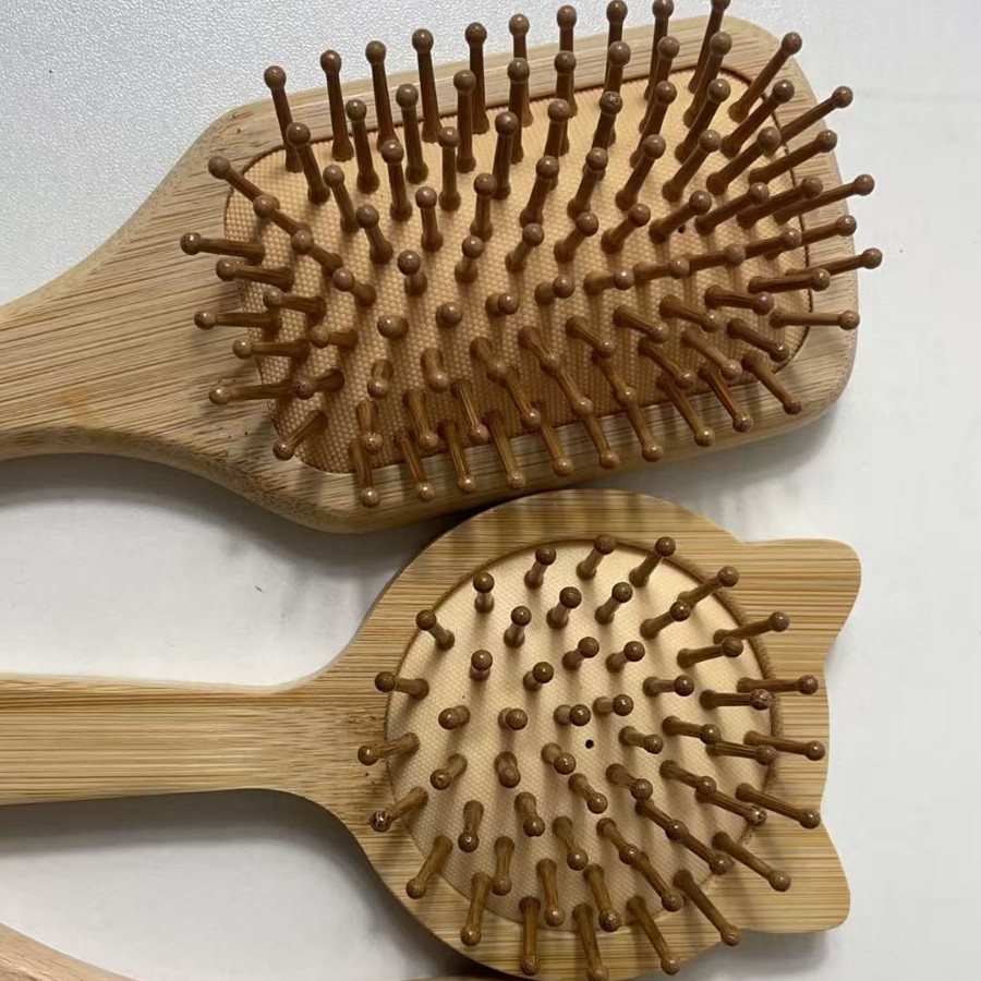 Hàng sẵn có Massage Tre Lược Cầm Tay Tiết Kiệm Nhân Công Đầu Tròn Răng Tre Không Làm Tổn Thương Tóc Nữ Tóc Dài Hộ Gia Đình Đệm Không Khí Com