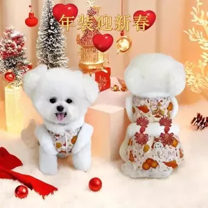 Năm Mới Quần Áo Cho Chó Thu Đông Quần Áo Mèo Công Chúa Đường Phù Hợp Với Thỏ Năm Lễ Hội Lông Kéo Chó Nhỏ Thú Cưng Đa Năng