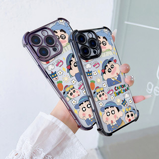Ốp Điện Thoại Crayon Shin-chan Cho Xiaomi Redmi Note 13 12 14 Pro Plus 10 11 11S 10S Redmi A5 15C 14C 13C 12C 10C A3 A2 A1 Túi Khí Mạ Điện Thời Trang Chống Va Đập