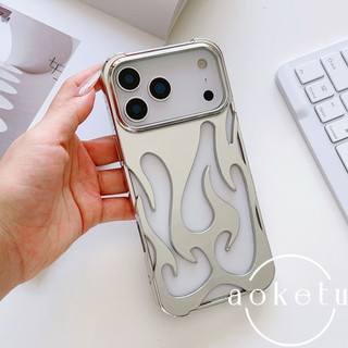 Ốp điện thoại ngọn lửa rỗng cá nhân phù hợp cho vỏ tản nhiệt iPhone 17 Promax 16pro / 15pro sáng tạo phong cách cặp đôi 14 vỏ mềm 13 vỏ mềm chống rơi