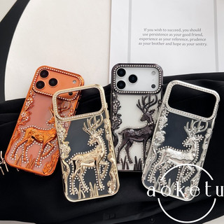 Hươu dát kim cương sang trọng Thích hợp cho vỏ điện thoại iPhone 17 Promax Mạ điện 3D Deer Apple 16 Promax 3D 15pro / 14 / 13 / 12 Vỏ bảo vệ chống rơi