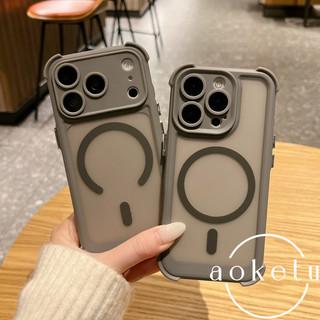 Ốp điện thoại từ tính túi khí bốn góc sang trọng thích hợp cho iPhone 14 15 16 17 Pro Max màu cam mờ bao gồm tất cả vỏ điện thoại chống rơi