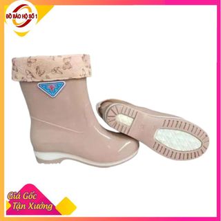 [ỦNG NỮ] Ủng LÓT NỈ  Đi Mưa, Ủng Lông Cao Su Chống Trơn Trượt  Nội Địa Trung Cao Cấp