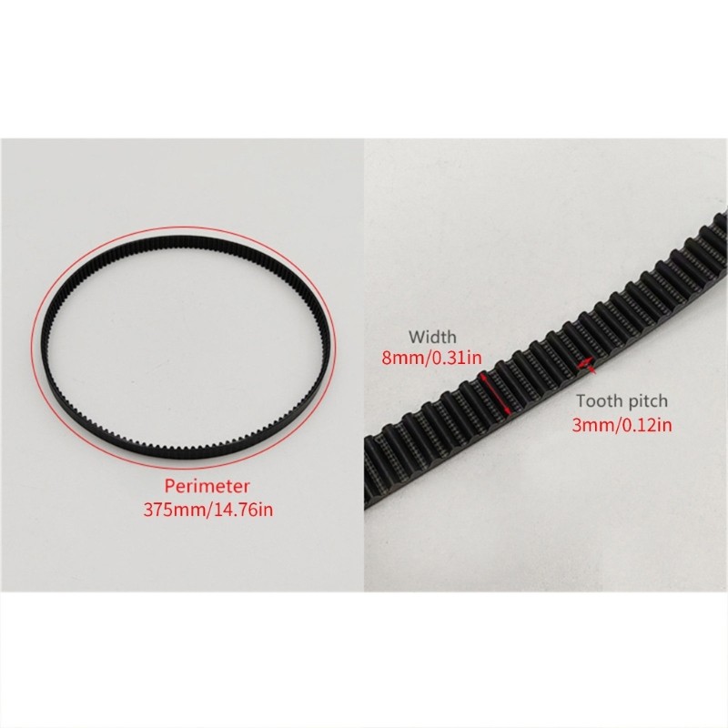 Đai truyền động dài 375mm YOI 125 Răng cho máy trộn bột và máy chống trượt