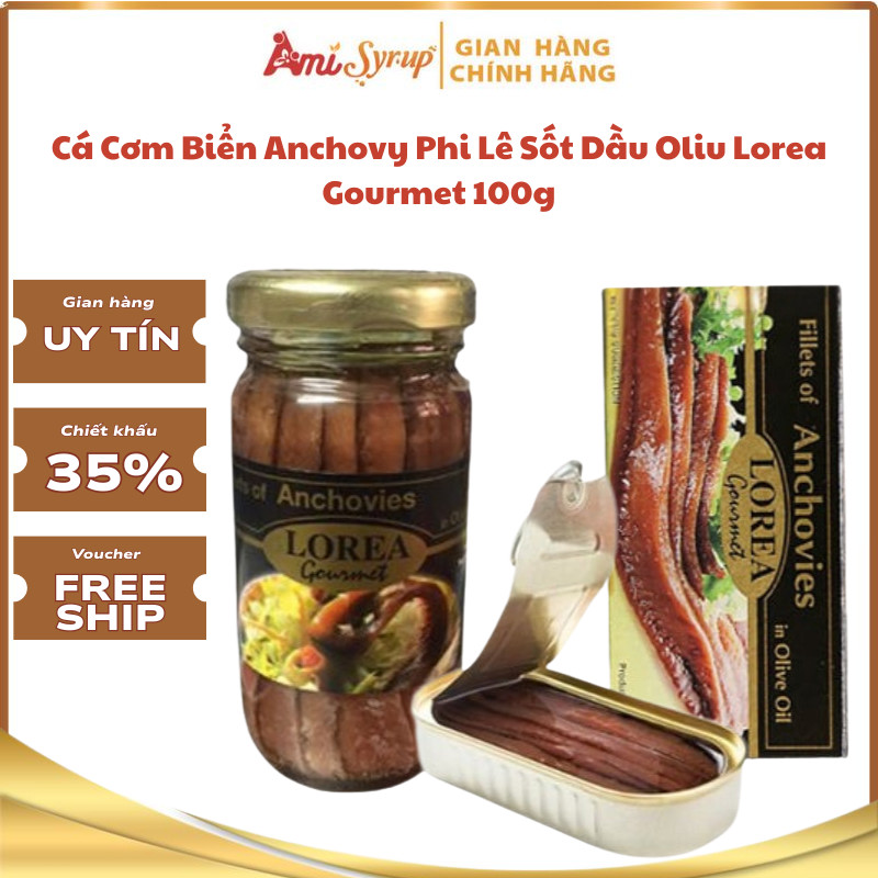 Cá Cơm Biển Anchovy Phi Lê Sốt Dầu Oliu Lorea Gourmet 100g, Tiện Lợi Thơm Ngon Béo Ngậy