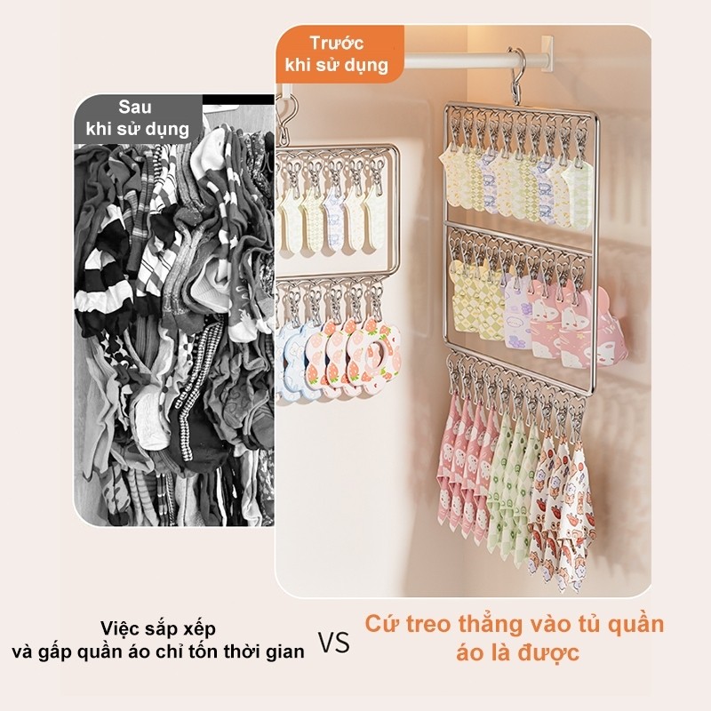 𝐎𝐥𝐢𝐟𝐞 Móc Treo Quần Áo Inox Cây Treo Quần Áo Nhiều kẹp Giá Treo Quần Áo Đa Năng Hiển thị tất Móc Treo Quần Áo